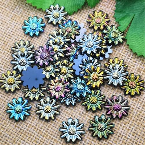 New 50PCS 14mm AB Resin Windmill Flatback Rhinestone Scrapbook DIY Craft Appliques