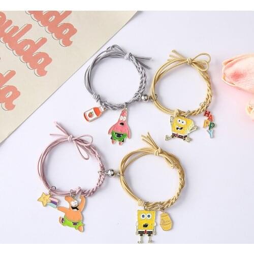 New Kawaii Pai Daxing SpongeBobs Cute Hair Ring Bracelet Cartoon Cute Plushie Dolls Anime Plush Toys For Girls Birthday Gift