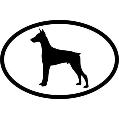 15.2*10.2CM DOBERMAN PINSCHER Oval Funny Dog Car Body Decoration Stickers Personalized Cartoon Accessories C6-1504