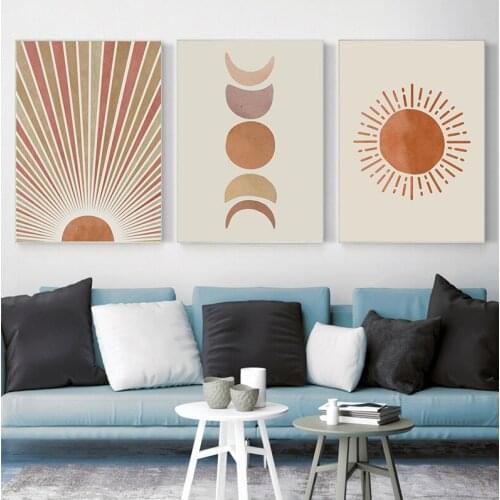 Morandi poster The sun and the moon Canvas Painting Nordic Wall Art Poster Print for livingroom bed Room Home Decor Wall Picture