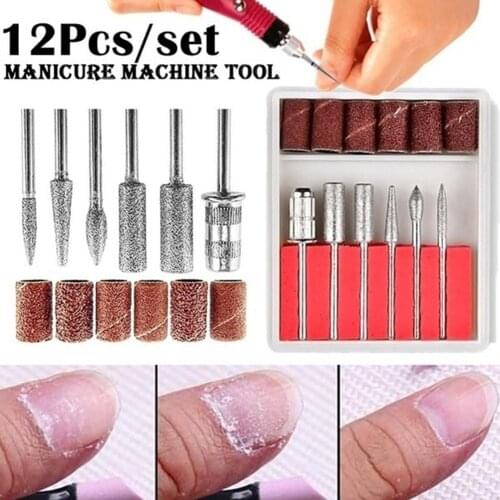 Professional Electric Nail Polisher Drill Bits Set Handle Machine 6Pcs Set Drill Tool With Manicure Bits Equipment Nail Ele U8V3