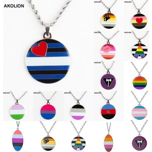 Rainbow Necklace LGBT Badge Pride Lapel Pin Gay Pride Bisexual Rainbow Badge Pins Brooch