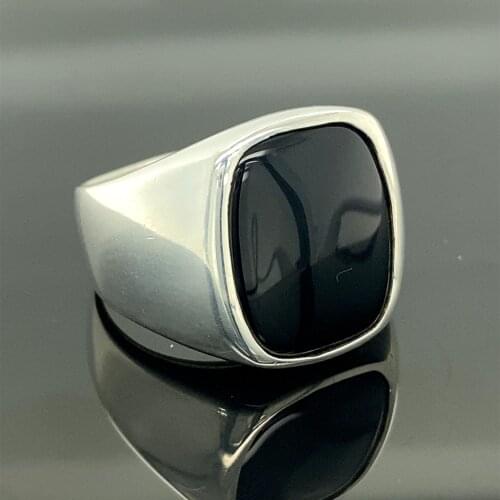 Silver Onyx Stone Ring, Simple Black Stone Ring, Handmade For You