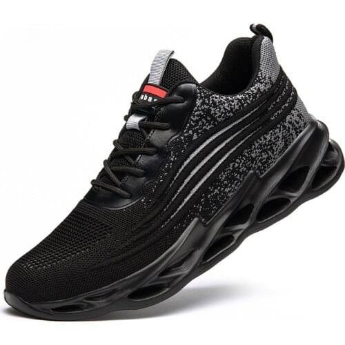 Sneakers Mesh Indestructible Shoes Mens Safety Work Shoelaces Steel Toe Cap Puncture-proof Boots Lightweight And Breathable