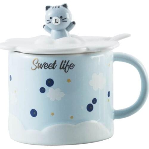 Cute Cartoon 3d Cute Mug Creative Gift Of Avocado With Cover For Students Novel And Practical Ceramic Cup