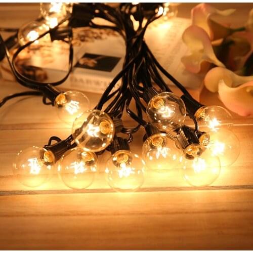 Warm White G40 Globe Tungsten Incandescent Bulb Lamp 25 Pack E12 Base Socket Holder IP44 for String Light Home Party Wedding
