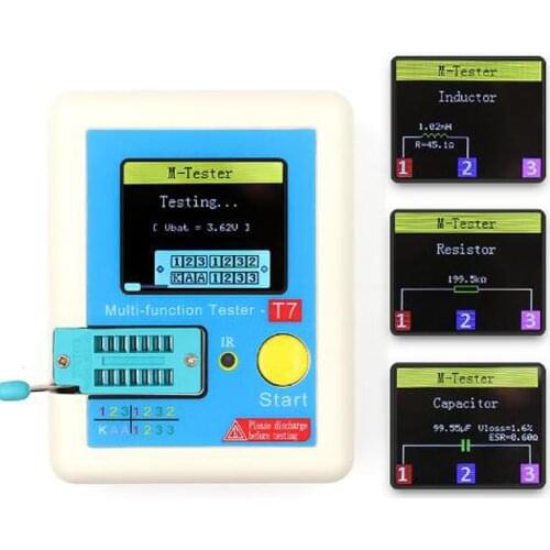 LCR-T7 Transistor Tester TFT Diode Triode Capacitance Meter LCR ESR Meter NPN PNP MOSFET IR Multifunction Tester Multimeter