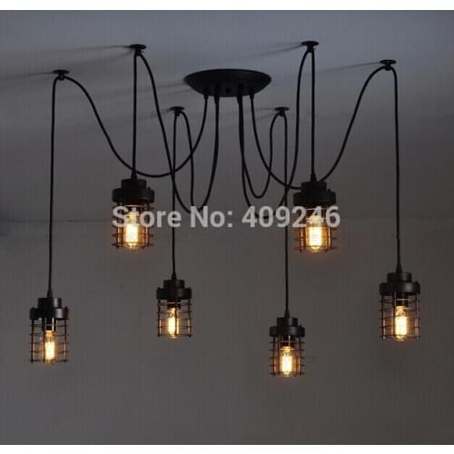 RH LOFT Vintage Large Barn Chandelier Max 360w Black/Rust With 6 Lights Pendant Ceiling Lamp