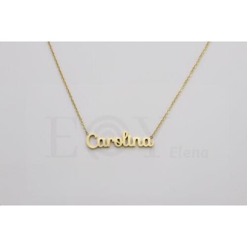 Collar De Acero Inox Con Nombre De Carolina Color Dorado Alta Calidad Envió Desde España
