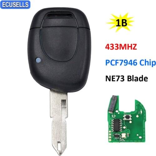 1 Button Remote Car Key PCF7946 Chip 433Mhz For Renault Twingo Clio II Master Kangoo Clio Symbol with NE73 Uncut Blade