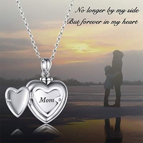 1 Pcs Heart Shaped Cremation Urn Charm Necklace for Ashes Urn Jewelry Mom Memorial Pendant Necklaces For Girlfriends Gifts