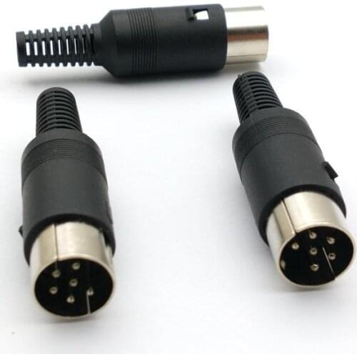 100pcs 6 Pin DIN Plug Connector Male with Plastic Handle adapter
