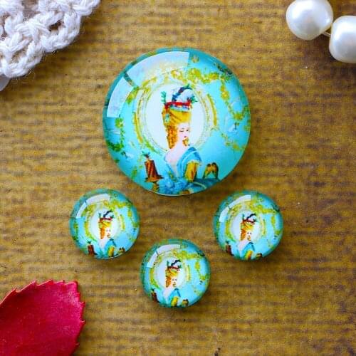 12mm 25mm 14mm 16mm 18mm 20mm Photo Glass Cabochons Round Cameo Set Handmade Settings Stone Middle Ages 12