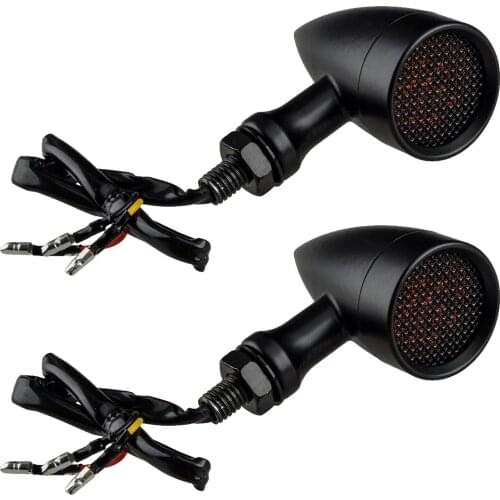 2Pcs/Set Motorcycle 12V Black Bullet LED Turn Signal Amber Light Indicator Brake Lamp Universal