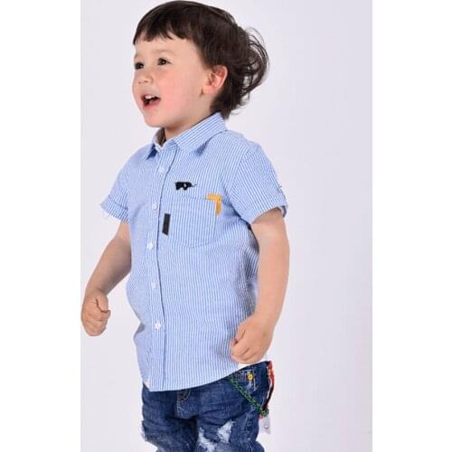2018 Summer Kids Boy Shirts Fashion Striped Short Sleeve Tops For Children Cotton Shirts Kids Baby Girls Casual Clothing Gifts
