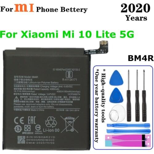 2020 BM4R Replacement Battery For Xiaomi 10 Lite 5G Mi 10Lite 5G Phone Battery 4160mAh High Quality Lithium Polymer Batteries