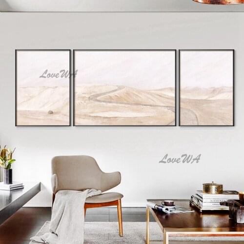3 Panels Abstract Landscape Painting Of A Winding Mountain Road Modern Hand-painted Wall Art For Living Room Home Decor Canves