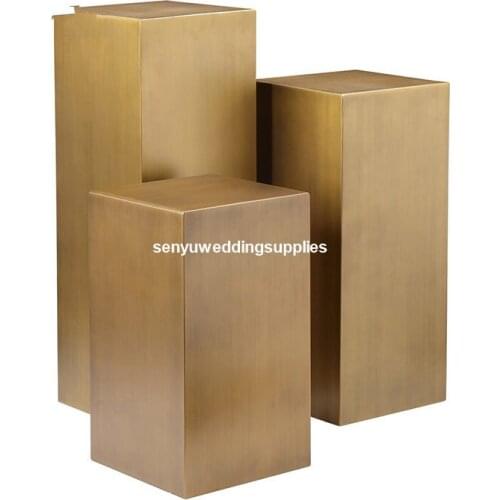 3pcs/set)Custom Size Exhibition Gold acrylic Plinth Pedestal / Mirror Plinth stand for wedding stage senyu1873