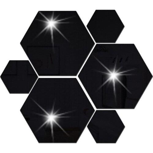 3D Art Mirror Wall Stickers 12Pcs Hexagon Home DIY Decoration Living Room Decal Home Decorative Film Sticker