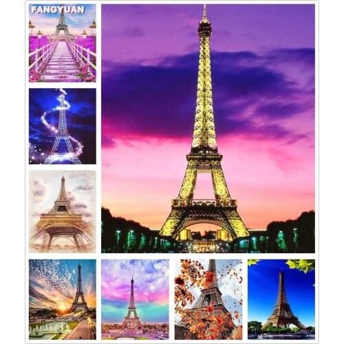 5D Diy Mosaic Full Set Embroidery Landscape Full Square Round Diamond Painting Eiffel Tower Rhinestone Pictures Home Decor Gift
