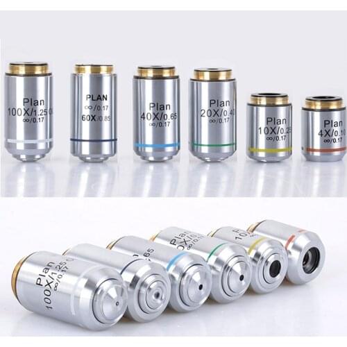 Plan Infinity Objective 4X 10X 20X 40X 60X 100X High Quality Microscope Objective 195 Achromatic Objective Microscope Parts