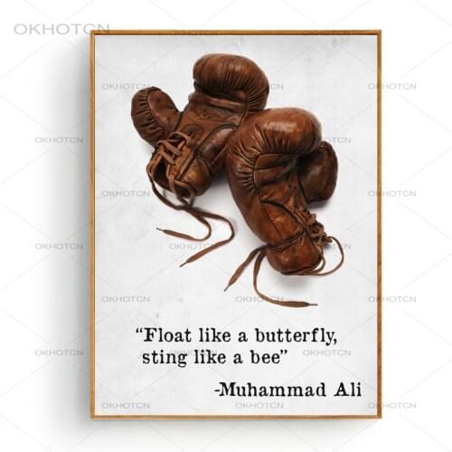 Boxing Glove Canvas Painting Muhammad Ali Motivational Quotes Art Print Poster Modern Wall Art Pictures For Living Room Decor