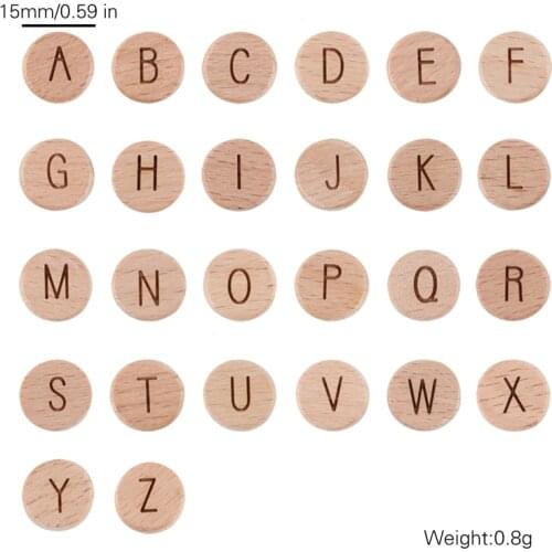 Bopoobo 20pc Wooden English Alphabet Beads Food Grade Material Letter Beads For DIY Baby Teething Rattle Baby Teething Beads