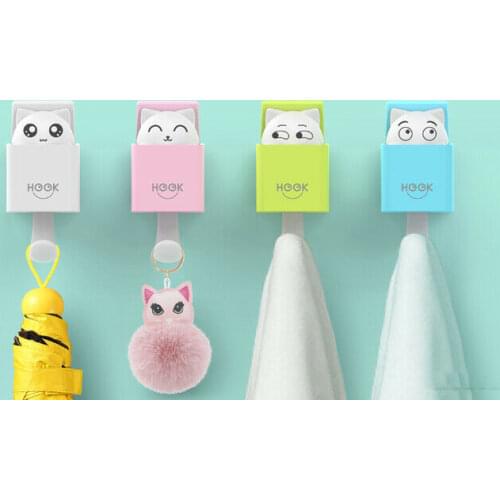 Innovative Self Adhesive Cat Hook Cute Storage Rack Hanger Living Room Wall Door Hook Decor Bag Keys Cloth Sticky Holder