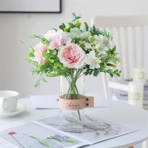 One Fake Peony & Hydrangea 10.24" Length Simulation Spring Peonia Plastic Fruit for Wedding Home Decorative Artificial Flowers