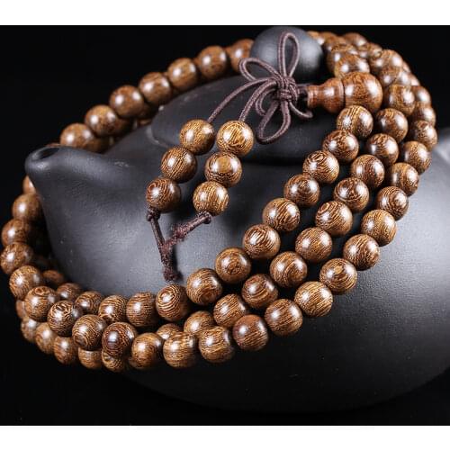Fine Gold Sandalwood Smooth Pattern 108 Fashionable Bead Bracelet Men and Women