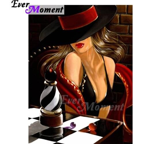 Ever Moment Diamond Painting Woman Portrait Piant By Diamonds 5D DIY Full Square Resin Drill Home Household Decoration ASF2188