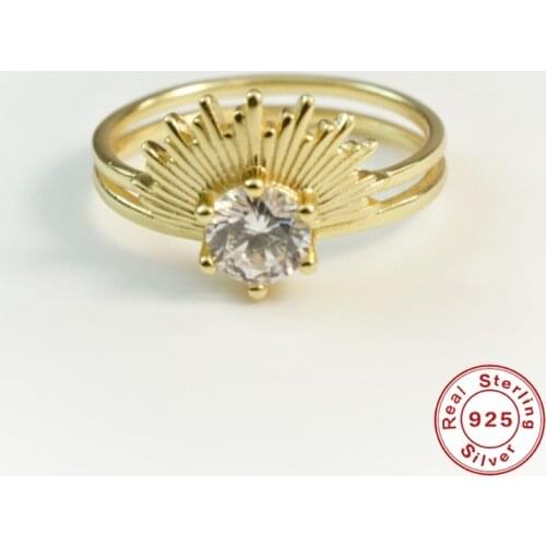 AIDE 925 Sterling Silver Sun Rings For Women Luxurious Sunlight Zircon Ring Wedding Engagement Gift Fine Jewelry bague femme