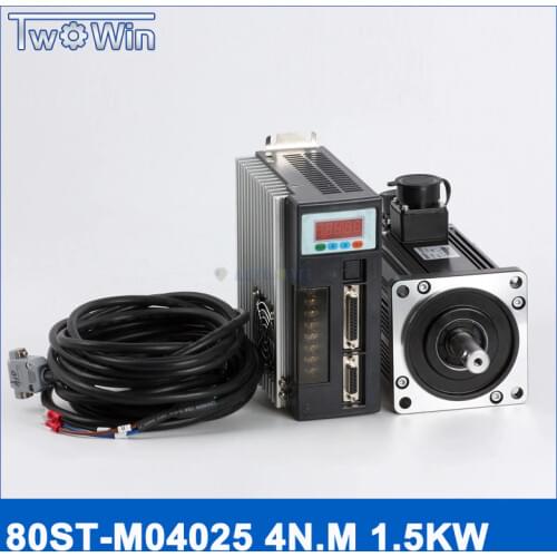 1SET/Servo System Kit 80ST-M04025 AC Servo Motor + 4N.M 1KW Motor Driver CNC Servo Motor AC Servo Motor Driver