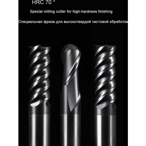 Nose End Mill Tungsten Carbide Cutter CNC Router Bit Milling Tool R0.5 6 8 10mm HRC70 4/2 Flute Face Milling Cutter High hardnes
