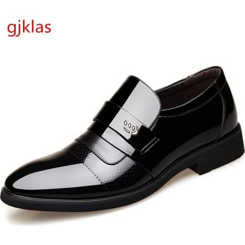 Patent Leather Loafer Men Shoes Formal Leather Wedding Dress Party Elevator Shoes for Men Elegant Brown Black Leather Shoes Men