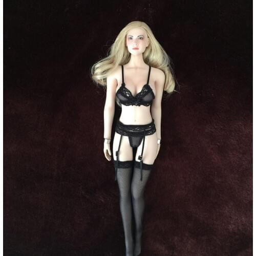 Mnotht 3 Color 1/6 Scale Female Soldier Underwear T-Back Hosiery Stocking Suit Set for 12in Action Figure Collection Toy