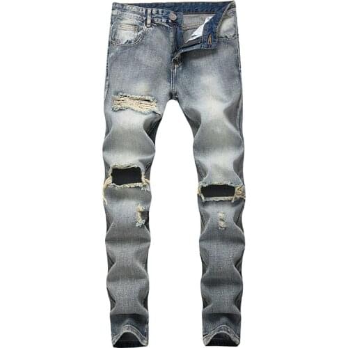 2021 New Fashion Jeans Hip Hop Moto Mens Designer Clothes Hole Summer Distressed Ripped Skinny Denim Biker Jeans Pants