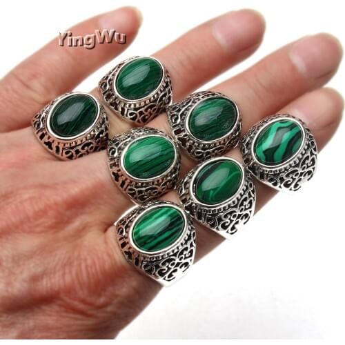 Yingwu Vintage Green Malachite Glamour Lady Ring Domineering trend mens jewelry accessories Anniversary 30pcs Lot