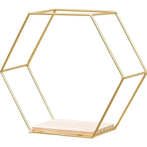 Nordic Style Iron Wall Shelf Floating Shelves Wall Mounted Hexagon Storage Holder Storage Rack for Bedroom Living Room Office