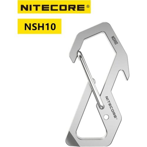 NITECORE NSH10 Push Button Hanging Too Multiuse Titanium Snap Hook Figure 8 Buckle Hang Buckle 45 Degress Elastic Spring Gate