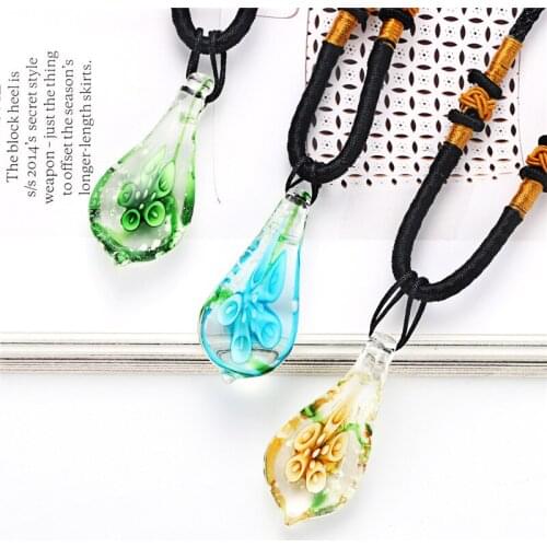 Water Droplet Pendent Necklace Fashion Jewelry Gifts Teardrop Pendents Charms Murano Class Necklace