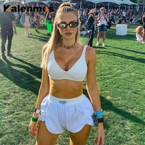 KALENMOS Casual High Waisted Sport Cotton Shorts Women Summer Rave Tracksuit Gym Short Pants Sexy Running Harajuku Biker Shorts