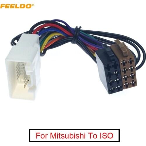 FEELDO Car Stereo CD Radio Wiring Harness Conversion Plug Wire Adapter For Mitsubishi 2007+ To ISO Original Head Units Cable
