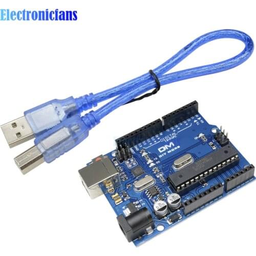 UNO R3 ATmega328P Development Board CH340G CH340 Board ATMEGA16U2 Buzzer Microcontroller 3.3V 5V DC With USB Cable One