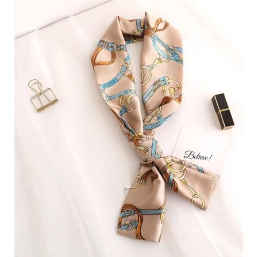 Luxury brand Small Tie Silk Scarf Women Hair Band Kerchief Wrist Ribbons Head Neck Silk Satin Bag Scarfs Long Skinny Scarves