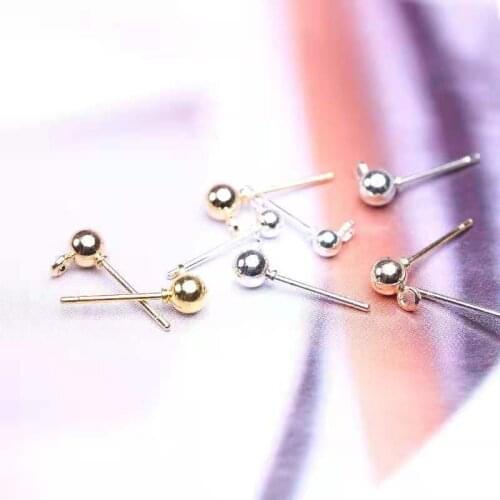 30Pcs 3/4/5 Mm Diy Earrings Connectors Hot Sale Round Ball Earrings Ear Line Piercing Pins For WomenS Jewelry Making Discovery