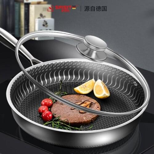 Stainless Steel Skillet Nonstick Fry Pan Induction Compatible Multipurpose Cookware Use for Home Kitchen or Restaurant