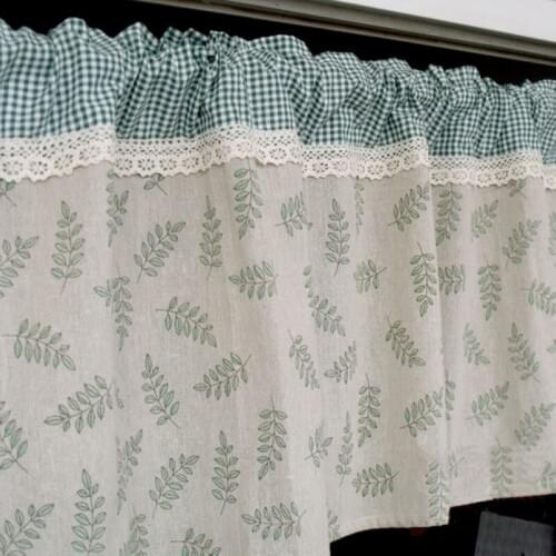 Modern Valance Cotton Linen Short Curtains for Kitchen Window Door Curtains Roman Blinds Half-curtain Pelmet Printed Leaves
