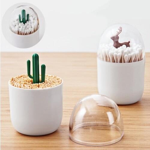 Cotton Swab Case Dustproof Cute Cartoon Toothpick Holder Toothpick Dispenser Plastic Table Decoration Toothpick Box1Pcs