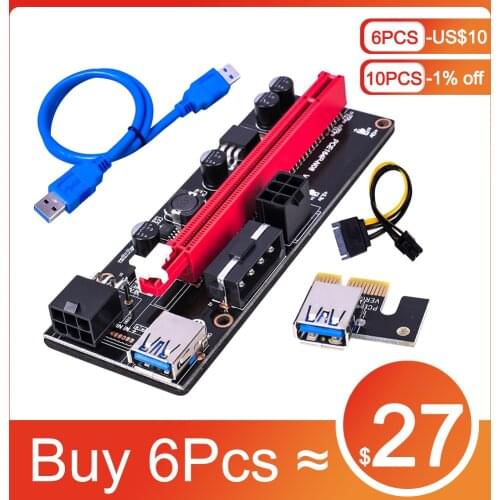 Ver 009S USB 3.0 PCI-e Riser PCIe PCI Express 1X to 16X Extender Adapter Card SATA 15Pin to 6 Pin Power Cable For BTC Minger